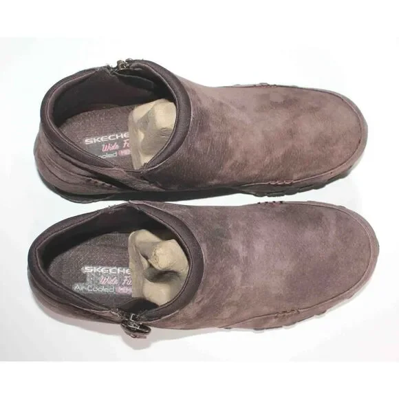 Skechers Bikers Zappiest Chocolate Brown Side Zip Ankle Boot Womens Sz 11 - Picture 6 of 7